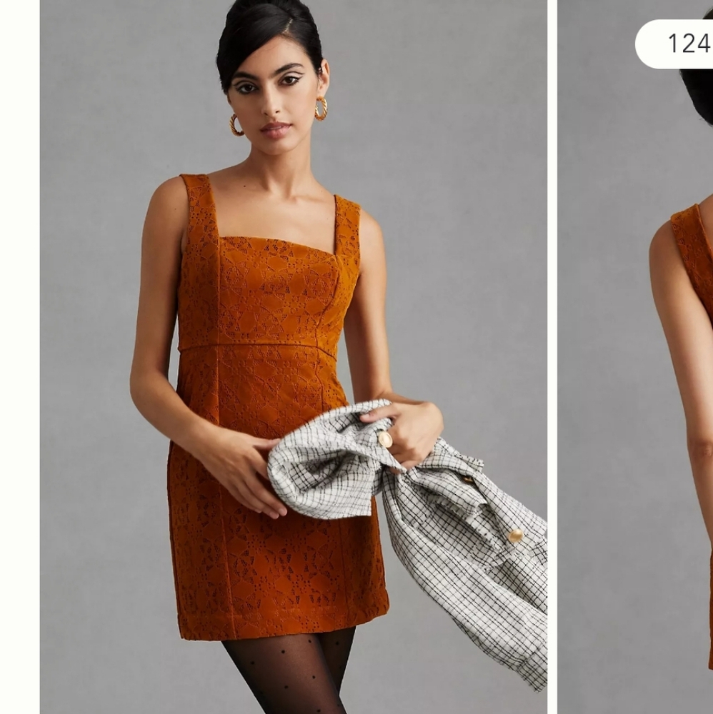 Maeve Faux Suede Lace Shift Mini Dress